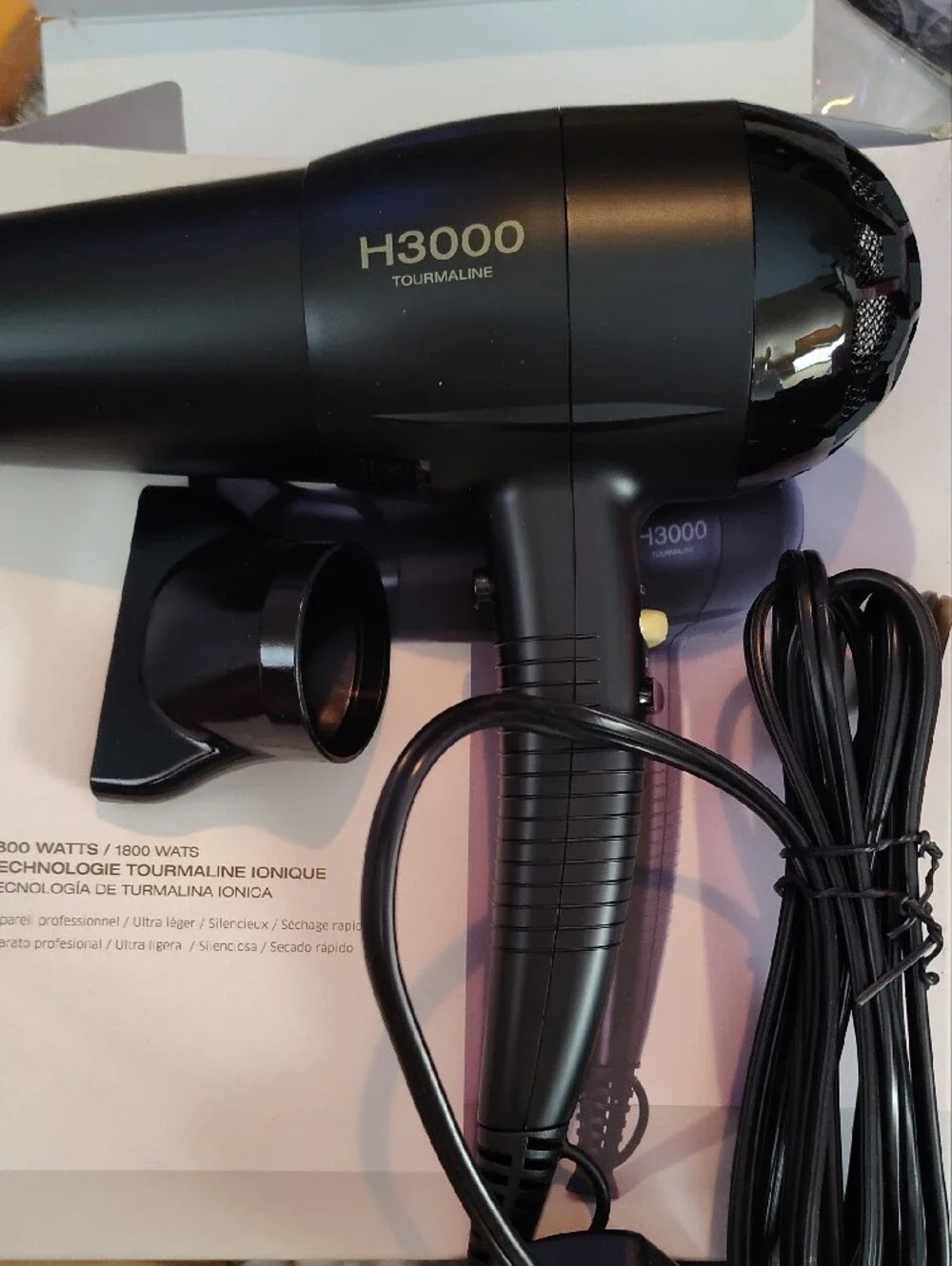 H3000 Black Professional Hair Dryer - Ionic Styling